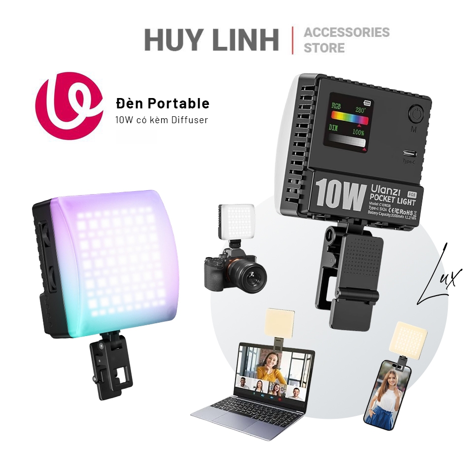 Đèn Led Ulanzi C10 RGB / K20 RGB / R66 RGB Pocket Video Light - Pin tích hợp chính hãng với nhiều hi