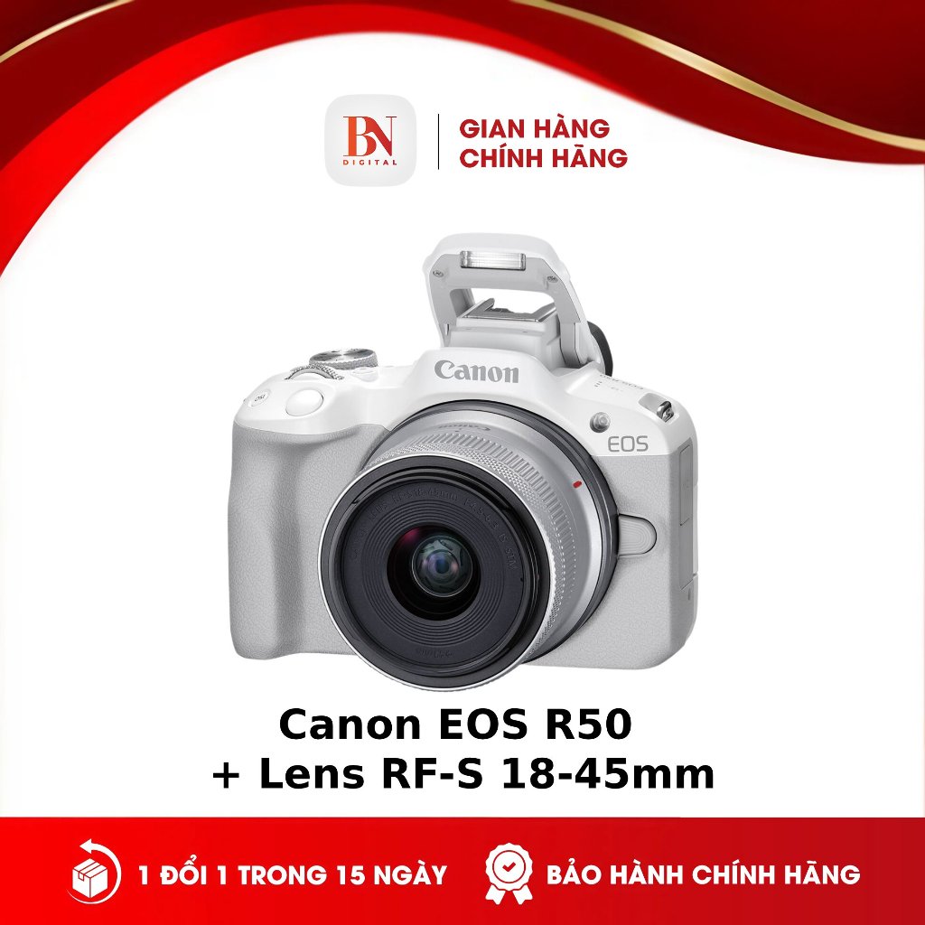 [Bảo hành 24 tháng] Máy Ảnh Canon EOS R50 + Lens RF-S 18-45mm | Chính Hãng