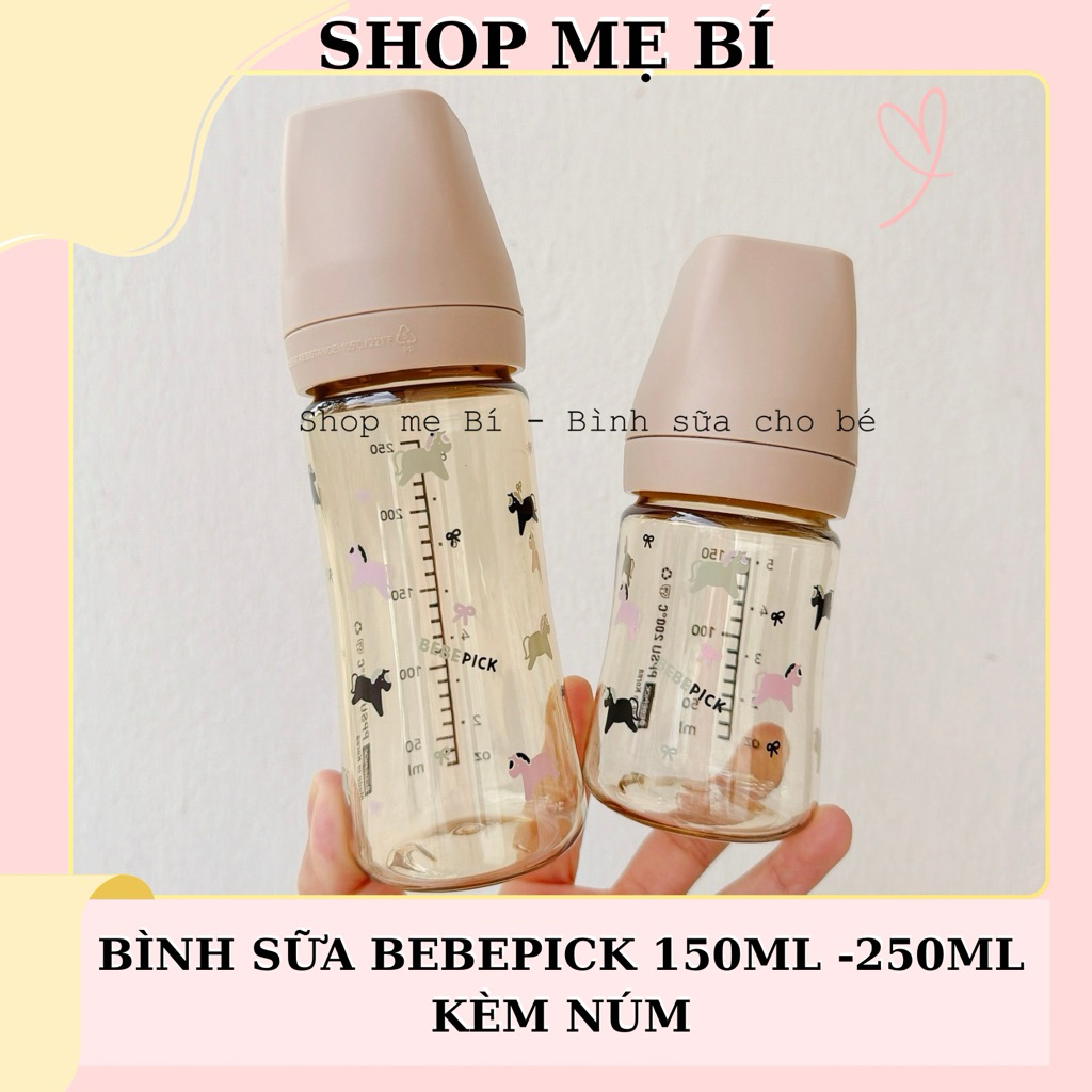 Bình sữa Bebepick 150-250ml (chọn núm) và núm ti thay thế