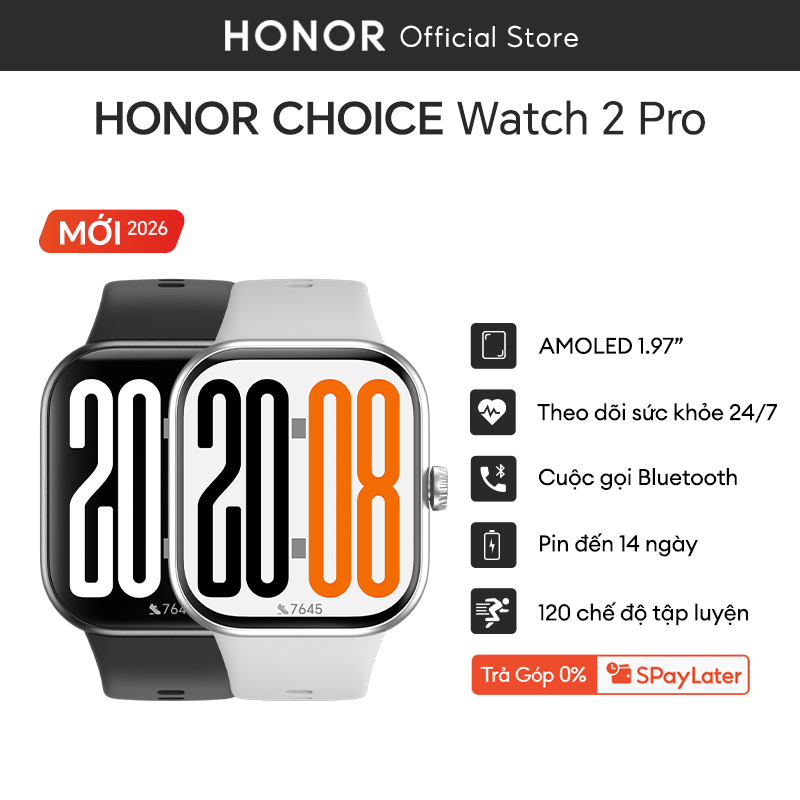 Đồng hồ thông minh Honor Choice Watch 2 Pro | Màn hình AMOLED 1.97'' | Pin đến 14 ngày | Theo dõi sức khỏe | BH 12 tháng | BigBuy360 - bigbuy360.vn