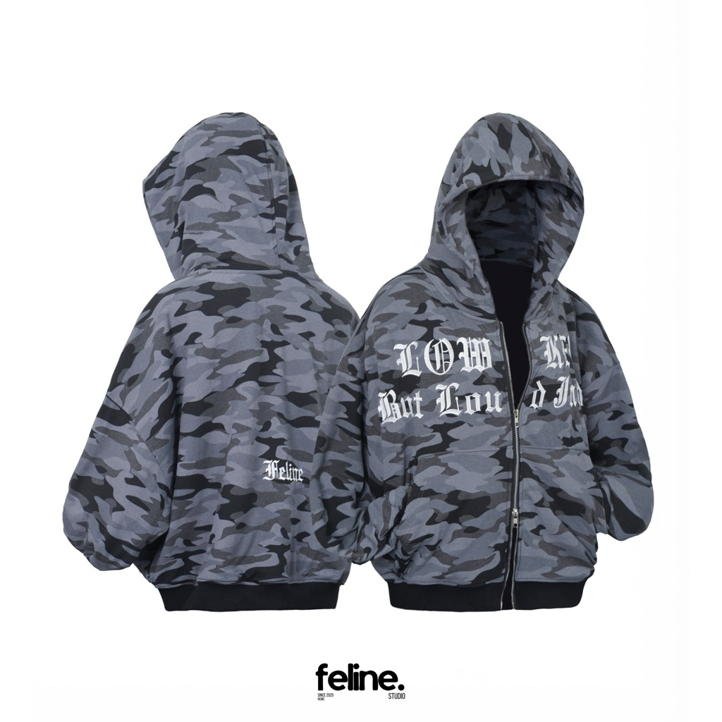 [FVNXYTHINGS x FELINE] Áo Khoác Form Oversized Boxy Camo Hoodie - FV x FL Camo Hoodie