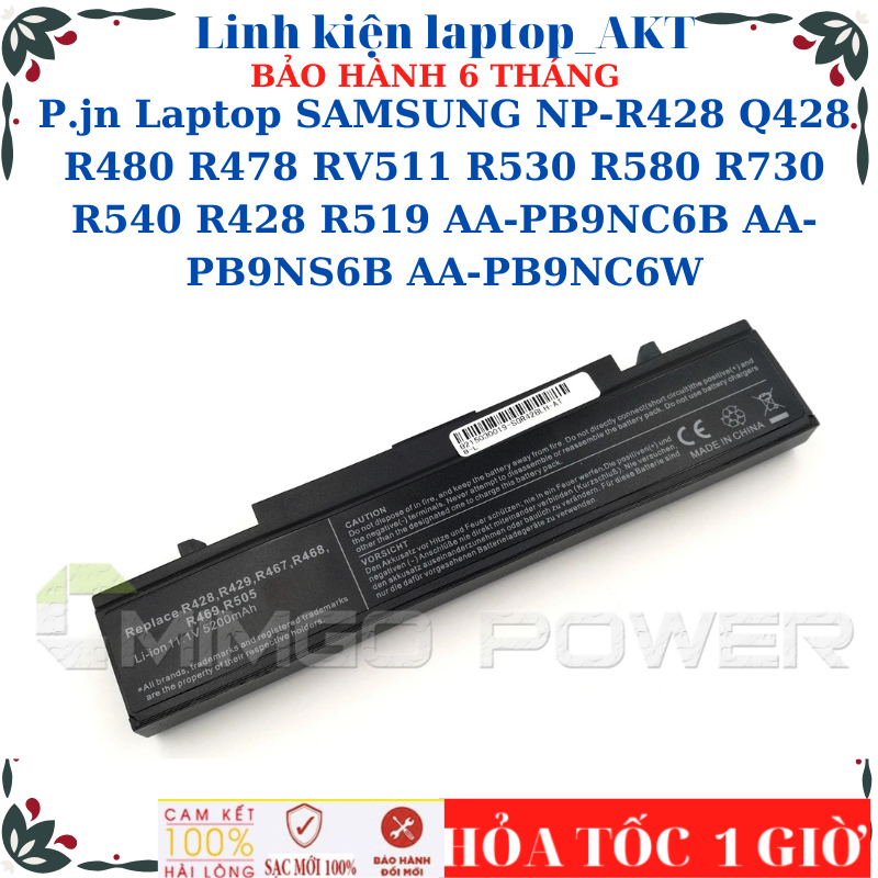 Sạc Pin Laptop SAMSUNG NP-R428 Q428 R480 R478 RV511 R530 R580 R730 R540 R428 R519 AA-PB9NC6B AA-PB9N