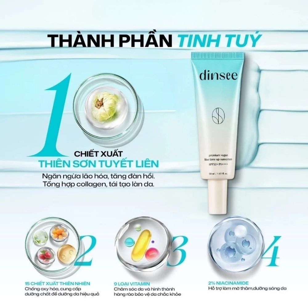 Ảnh 5 của Kem chống nắng Dinsee Premium Vegan Sunscreen SPF50+ PA++++ bảo vệ da, nâng tone.