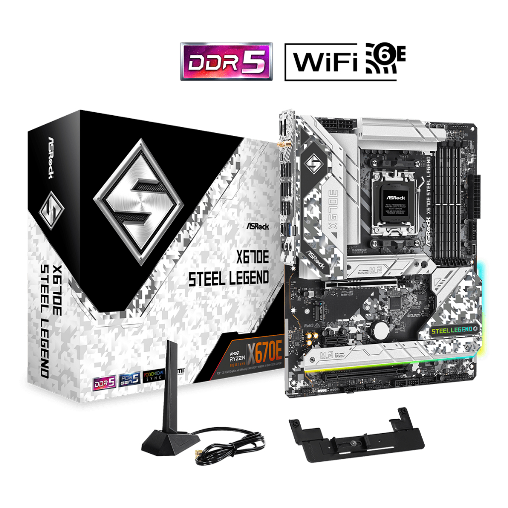 Mainboard Asrock X670E Steel Legend DDR5 Wifi Bluetooth (Socket AM5) new chính hãng BH 36T
