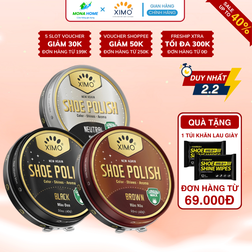 Xi đánh giày cao cấp Ximo Shoe Polish đánh bóng phục hồi màu giày da, Xi sáp chăm sóc bảo dưỡng da