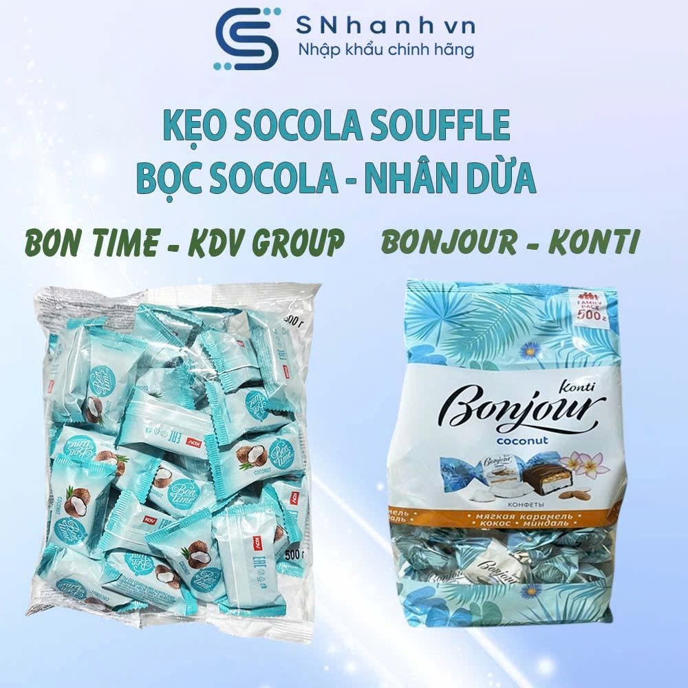 Kẹo Socola Nhân Dừa Souffle Bonjour Konti và Bon Time KDV Group