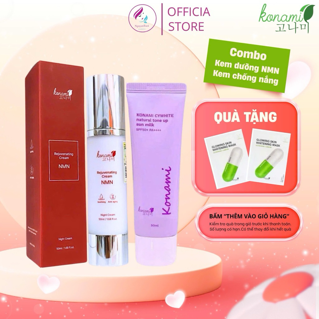 Combo kem chống nắng, kem dưỡng NMN Konami
