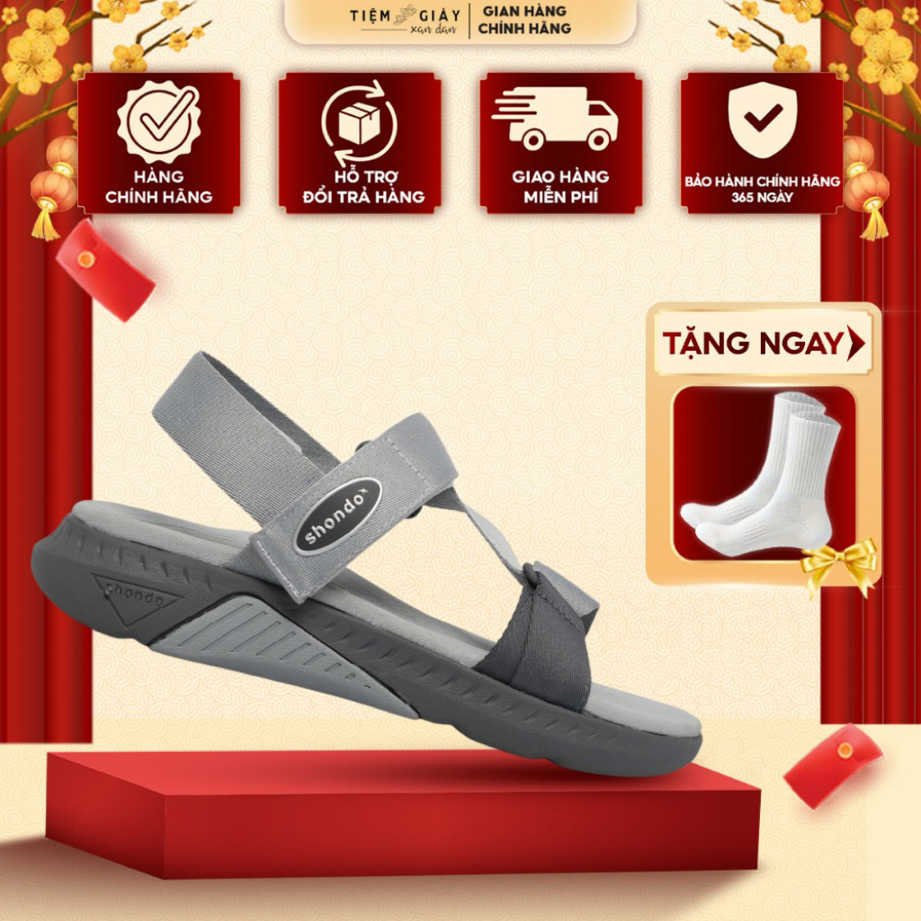 Giày Sandals Shondo Nam Nữ Quai Hậu Chính Hãng- F7 Racing Màu Xám- Êm Nhẹ, Chống Trơn F7R2021