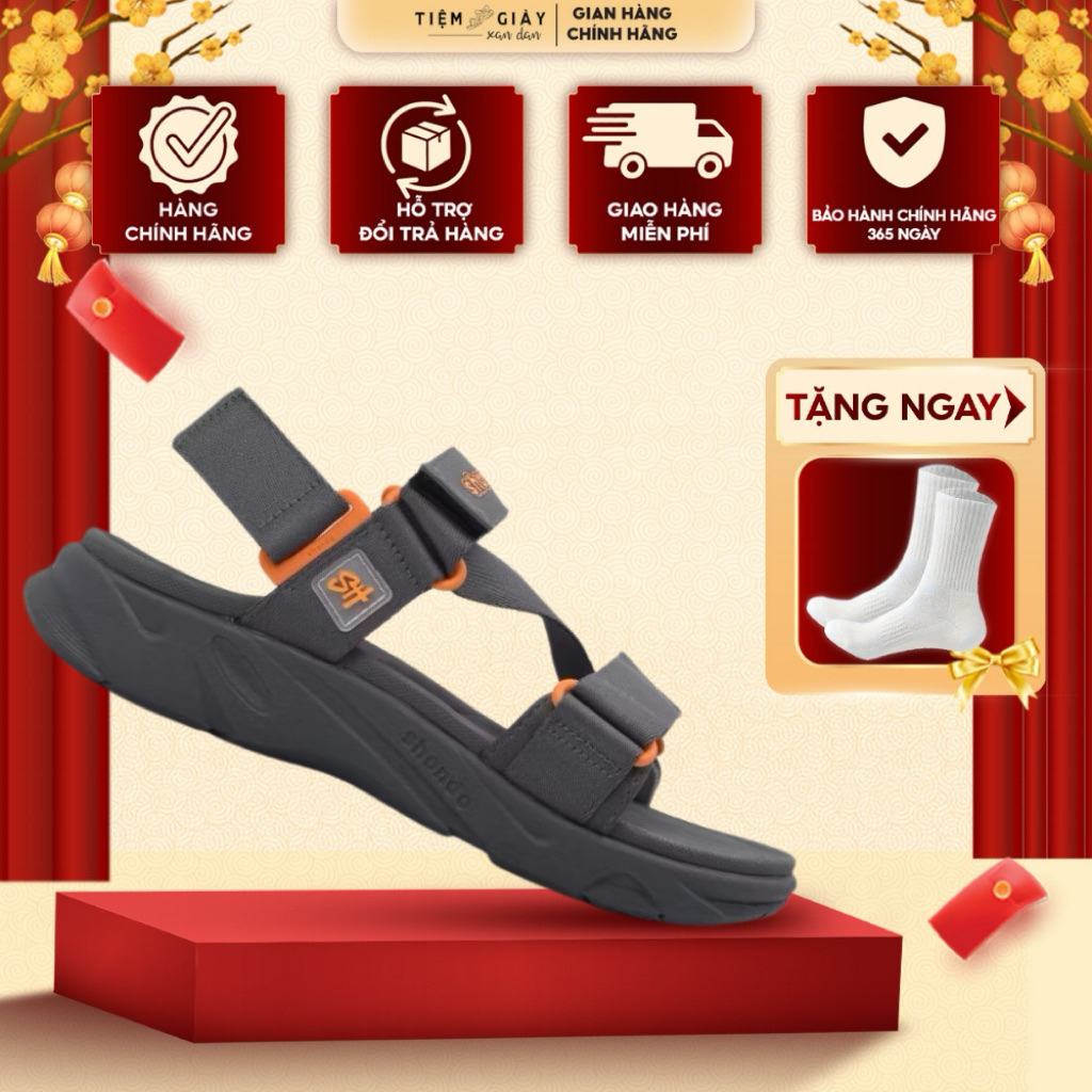 Giày Sandals Shondo Nam Nữ Quai Hậu Chính Hãng- F8 Ver.2 Màu Xám Đậm- Êm Nhẹ, Chống Trơn F8M2222