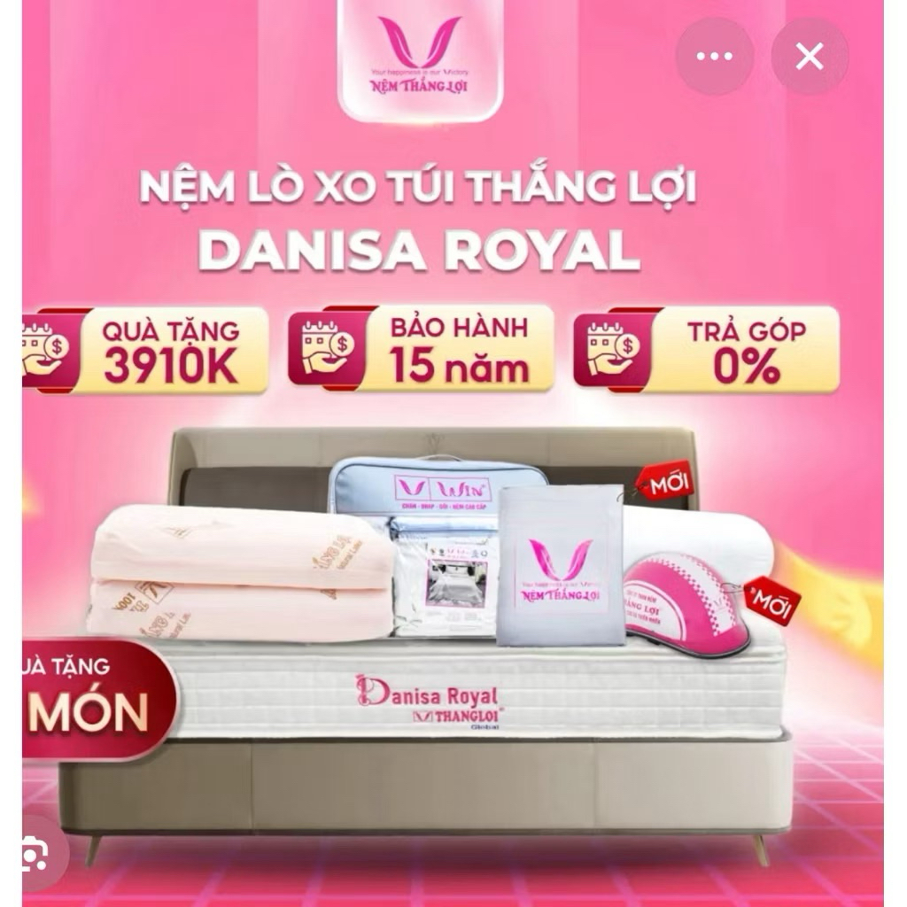 🦆(Chính hãng ) Nệm THẮNG LỢI lò xo Túi cao cấp Danisa Royal BH 15 năm - freeship toàn quốc