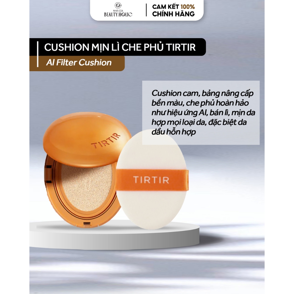 Cushion cam láng mịn, matte che phủ cao TIRTIR MASK FIT AI FILTER CUSHION