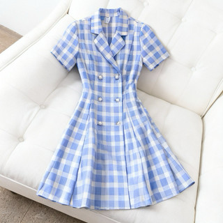 Đầm vest caro xanh, váy công sở thanh lịch (kèm hình thật)