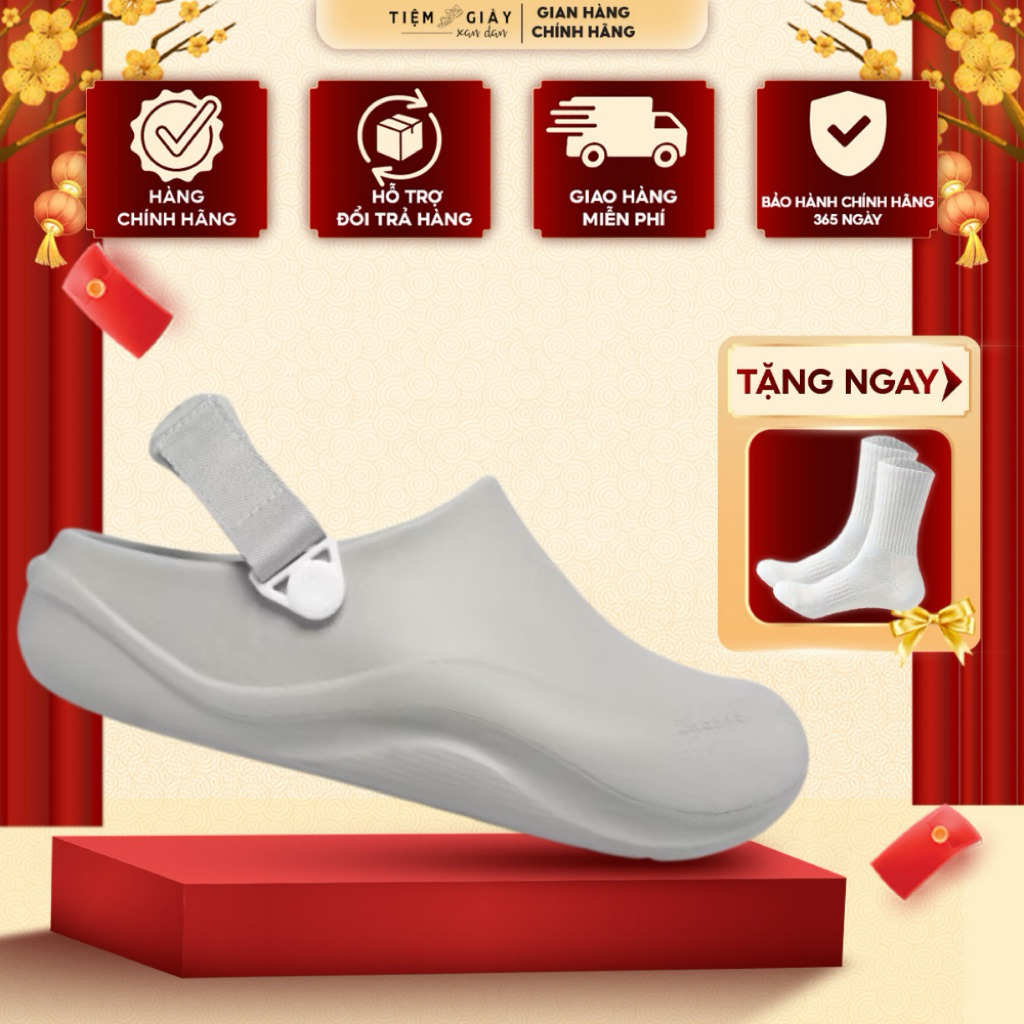 [FULL BOX] Giày Clog Nhựa Đúc Shondo Chính Hãng- Sục Suke Màu Xám- Đi Mưa, Nhẹ Êm, Chống Trơn- SUK22
