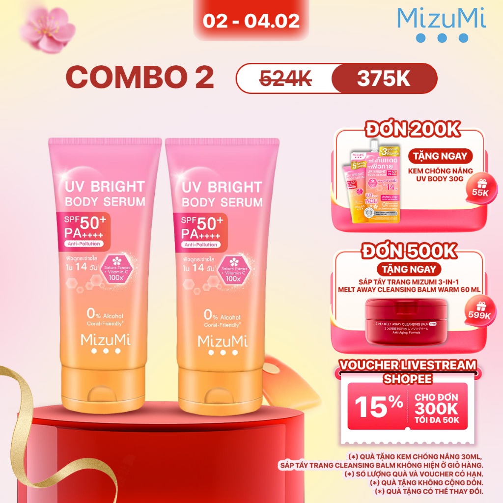 MizuMi Combo 2 Kem Chống Nắng UV Body Serum 180ml