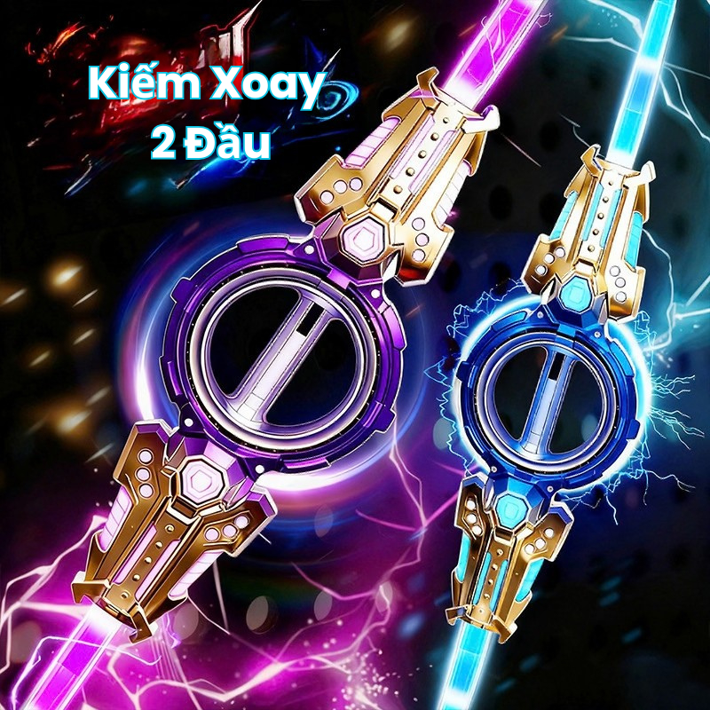 Kiếm Xoay 2 Đầu Phát Sáng LED Nhiều Màu – Đồ Chơi Kiếm Ánh Sáng Xoay 360 Độ, Có Âm Thanh Cho Bé