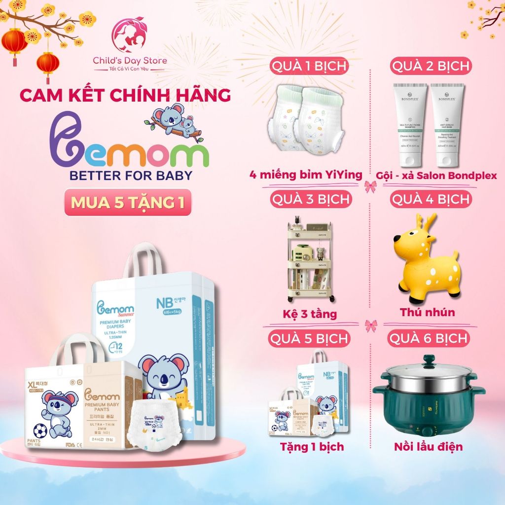 Quà tặng khi mua bỉm Bemom, Quà tương ứng với số lượng bỉm ba mẹ đặt nha. Childs day store