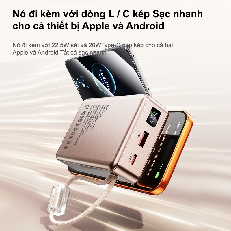dosen sạc dự phòng pd22.5w 10000mah 20000mah tự mang theo dây đôi pin dự phòng màn hình led tích hợp tích hợp | BigBuy360 - bigbuy360.vn