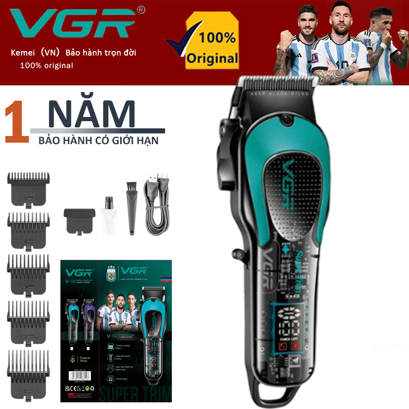 VGR Tông Đơ Cắt Tóc Nam Chuyên Nghiệp Phong Cách Salon | Sạc Lại, Lưỡi Thép Không Gỉ V-692