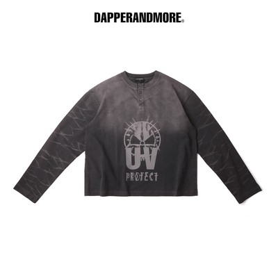 Áo Thun Tay Dài Wash DAPPERANDMORE "UV PROTECT LONG SLEEVE" Form Oversize 100% Cotton 300 GSM - Nâu Wash