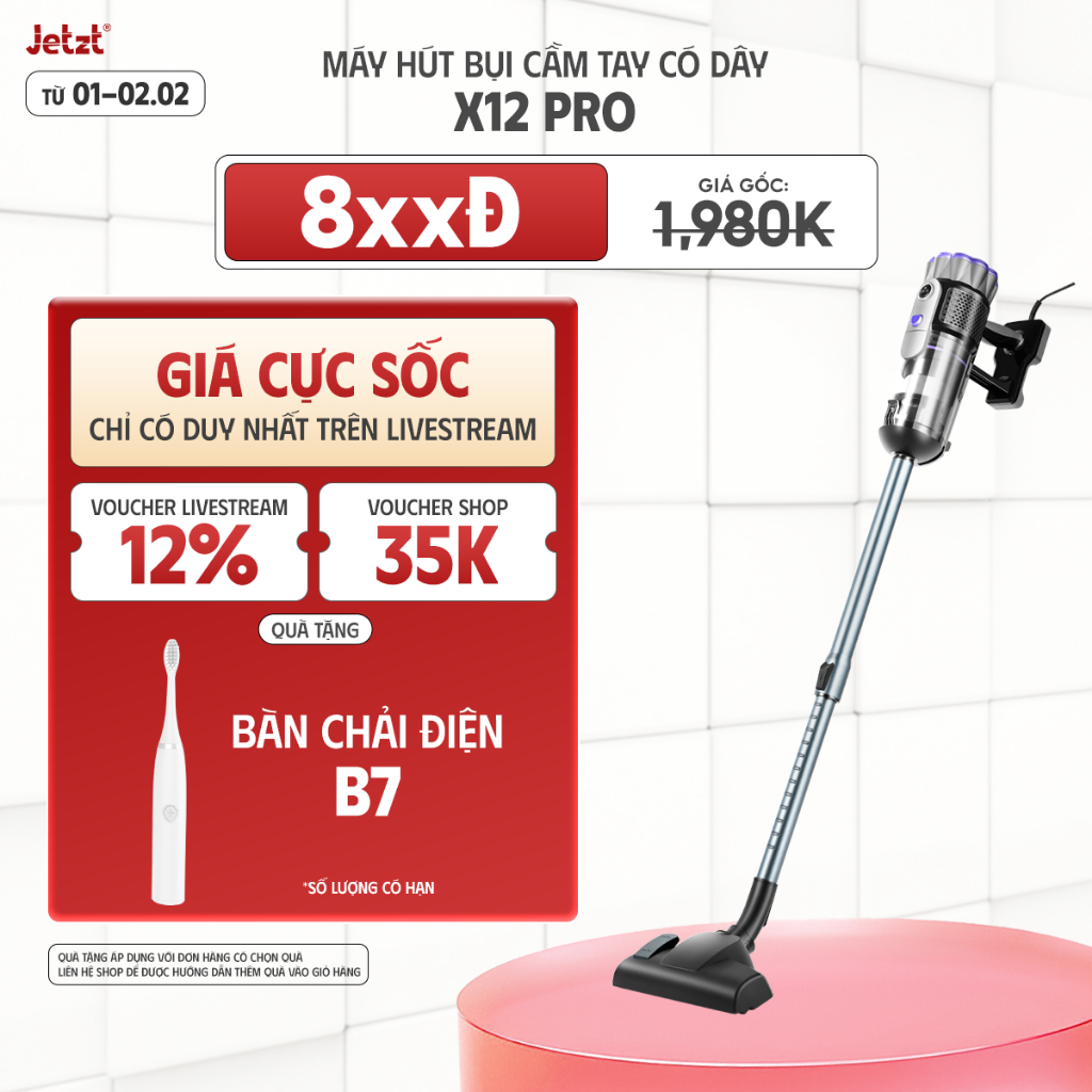 Máy hút bụi cầm tay đa năng có dây JETZT X12, lực hút 21000PA