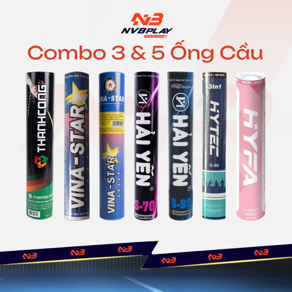 [SẴN HÀNG] Combo Ống Cầu Lông Thành Công 77/ Hải Yến S70/S80/S90/N38/ Vina-Star Chữ Lớn/Chữ Nhỏ