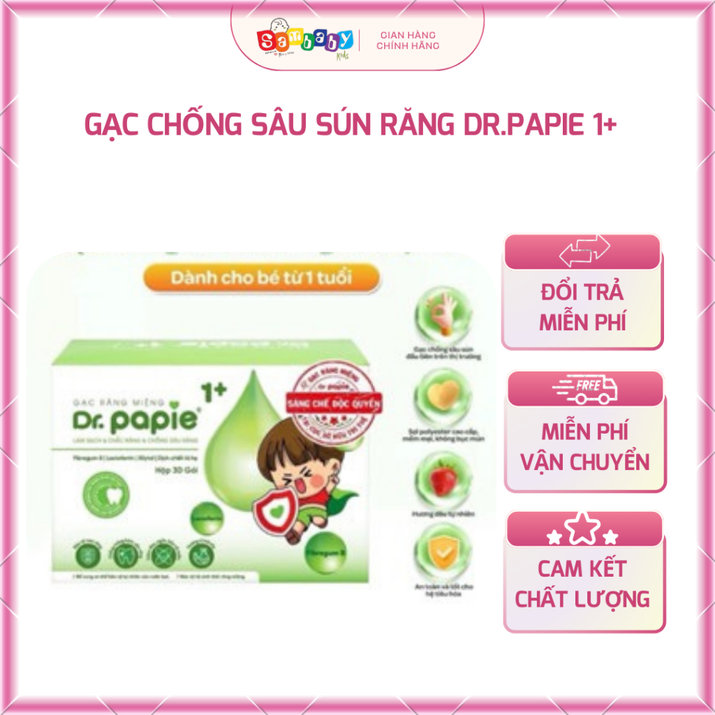 Gạc Răng Miệng Phòng Ngừa Sâu Răng Sún Răng Cho Bé Dr. Papie 1+