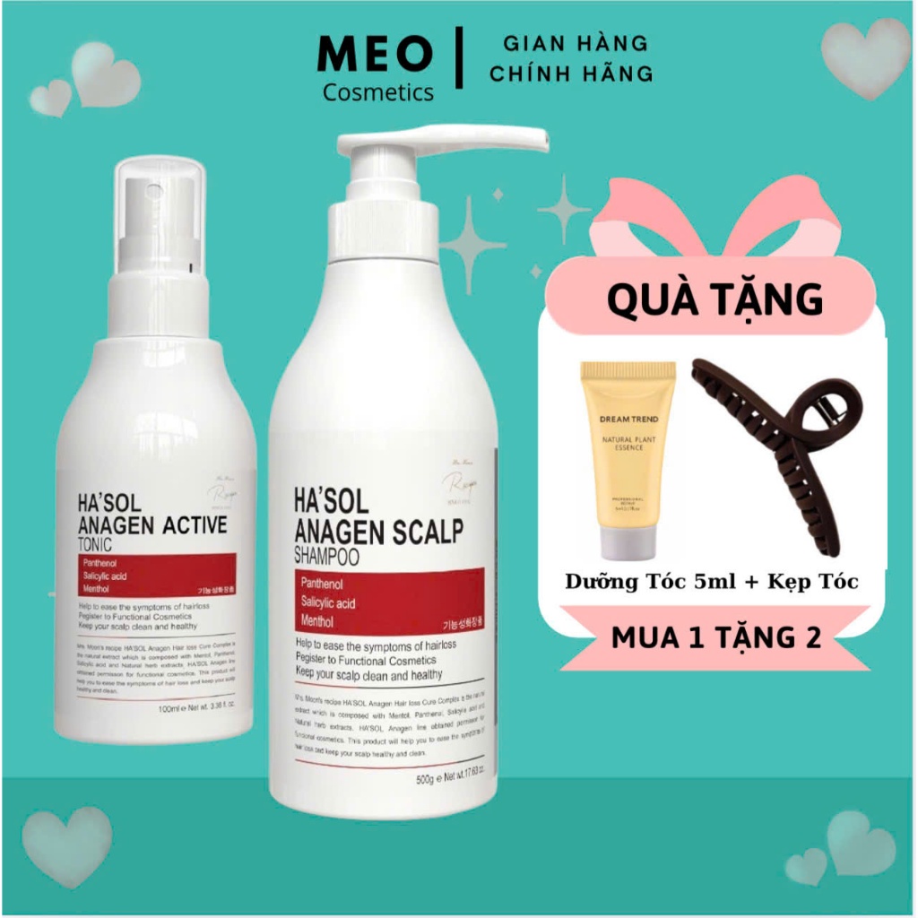 Combo Dầu Gội Đỏ Xịt Dưỡng Kích Mọc Tóc Hasol 100ml
