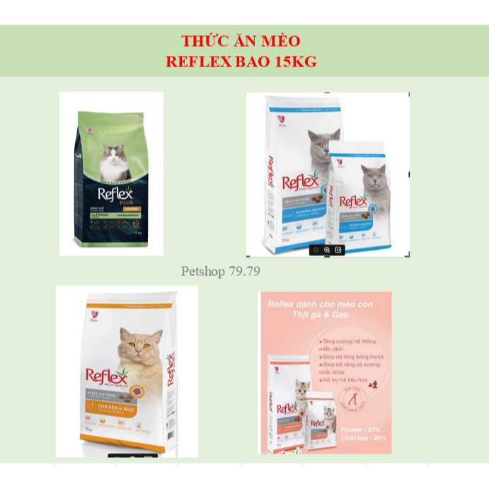 (Reflex Bao 15 kg) Hạt cho Mèo Reflex/Reflex Plus bao lớn 15kg siêu tiết kiệm - Petshop79