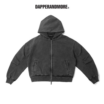 Áo Hoodie DAPPERANDMORE "SILENT FORM ZIP HOODIE" Form Boxy Vải Nỉ Chân Cua 100% 450 GSM - Đen Wash