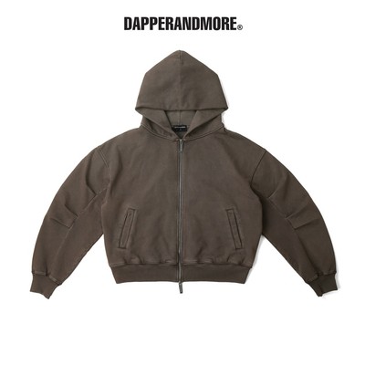 Áo Hoodie DAPPERANDMORE "SILENT FORM ZIP HOODIE" Form Boxy Vải Nỉ Chân Cua 100% 450 GSM - Nâu Wash