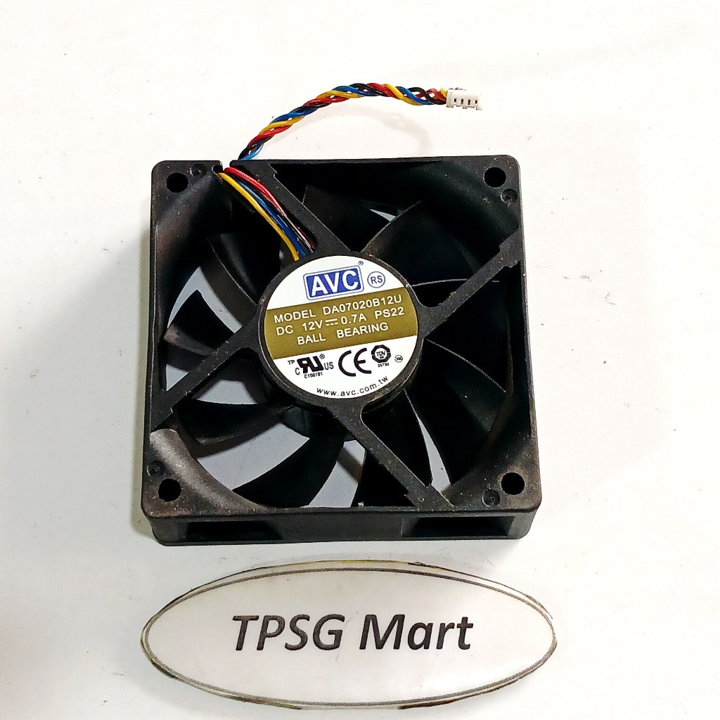 Quạt 7Cm, dày 2.0Cm / Điện áp DC 12V, Quạt 4 dây đầu cắm 4 Pin (Fan tháo LK)