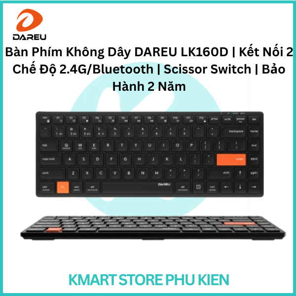 Bàn Phím Không Dây DAREU LK160D | Kết Nối 2 Chế Độ 2.4G/Bluetooth | Scissor Switch | Bảo Hành 2 Năm