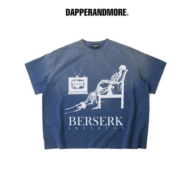 Áo Thun Wash DAPPERANDMORE "BERSERK WASHED T-SHIRT" Form Boxy 100% Cotton 300GSM - Xanh Dương