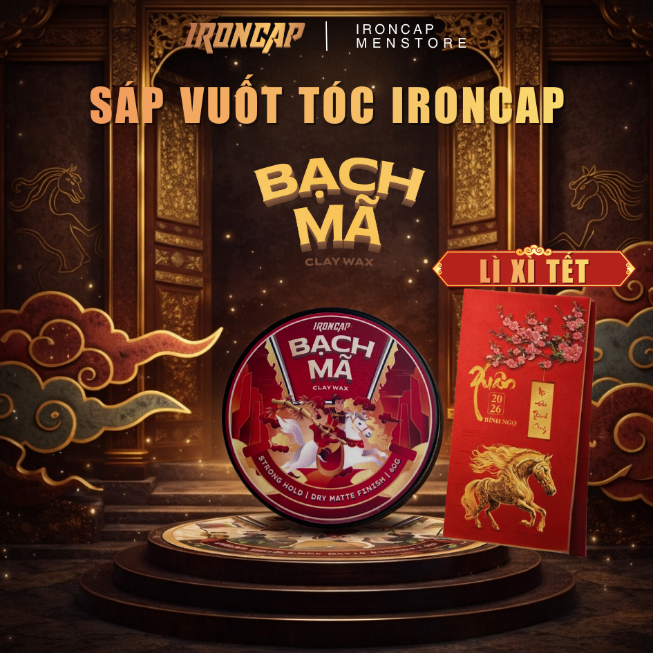 Sáp Vuốt Tóc Nam IRONCAP BẠCH MÃ - Sáp tạo kiểu tóc nam 2026 Claywax Ironcap