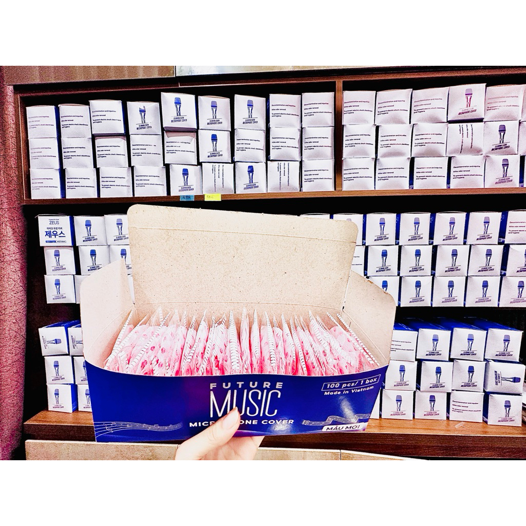 Hộp - 100 vỏ bọc Micro karaoke dùng một lần - bằng vải không dệt tiện lợi - vệ sinh sạch sẽ - quán Karaoke
