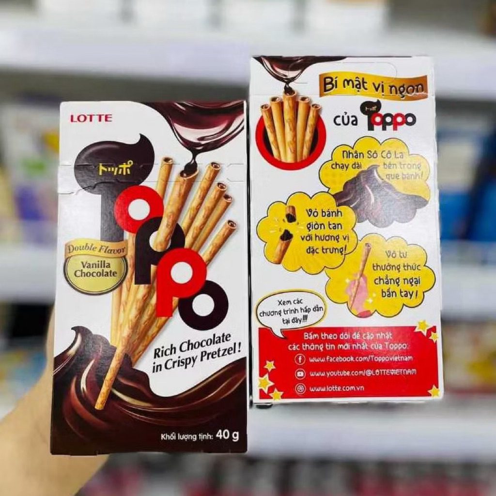 Hộp 40Gr Bánh Que Toppo Lotte, vị vani