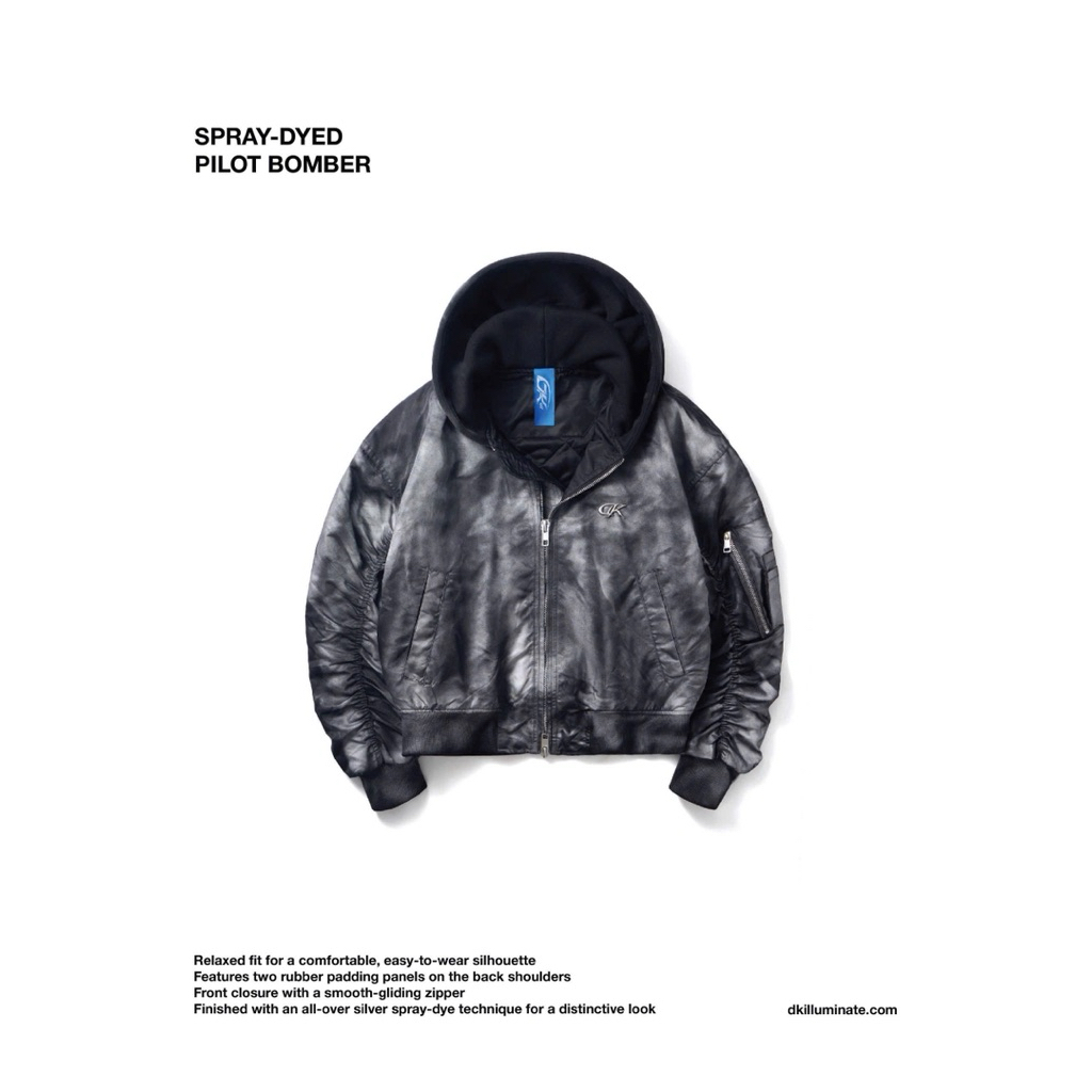 DKILLUMINATE SPRAY-DYED PILOT BOMBER / Áo bomber gió xịt Bạc