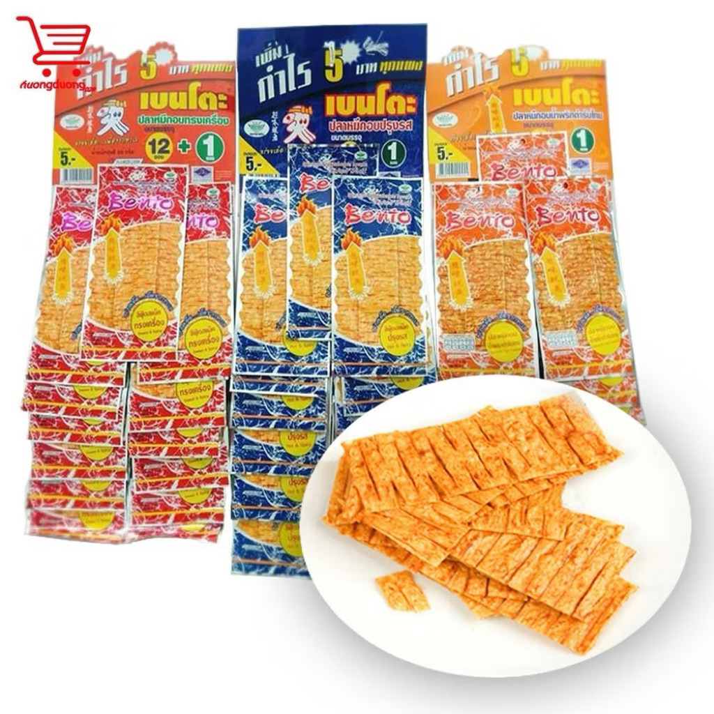 13 gói Mực Bento Gói 5Gram Snack Mực Bento Thái Lan Đủ 3 Vị  Mực Bento Siêu Cay