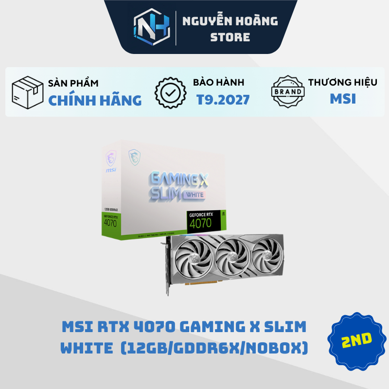 VGA card màn hình MSI RTX 4070 GAMING X SLIM white 12GB cũ