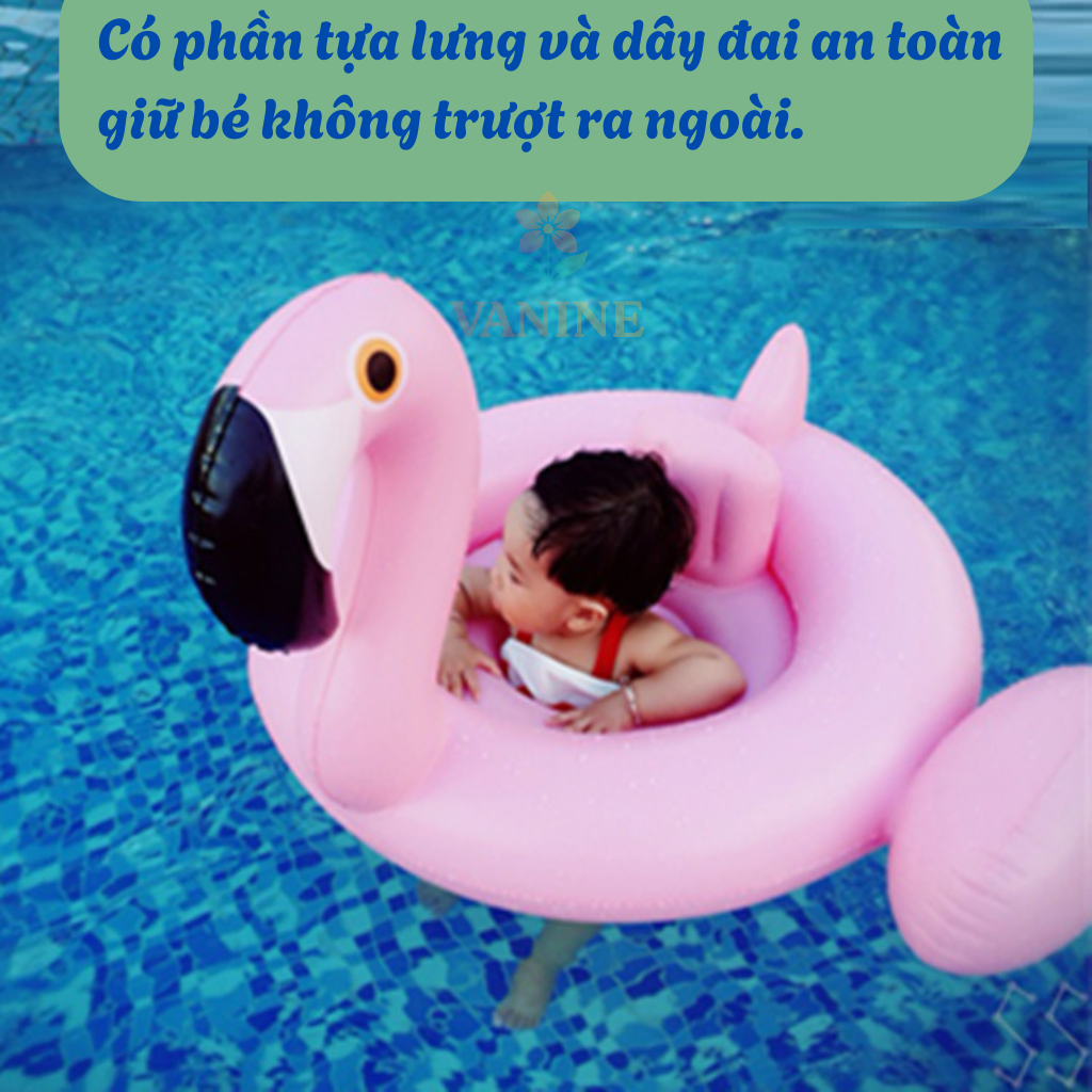 Phao Bơi Hồng Hạc Có Tay Vịn An Toàn Cho Bé -Phao Bơi Baby Flamingo Siêu Dễ Thương -Phao Bơi Hồng Hạ