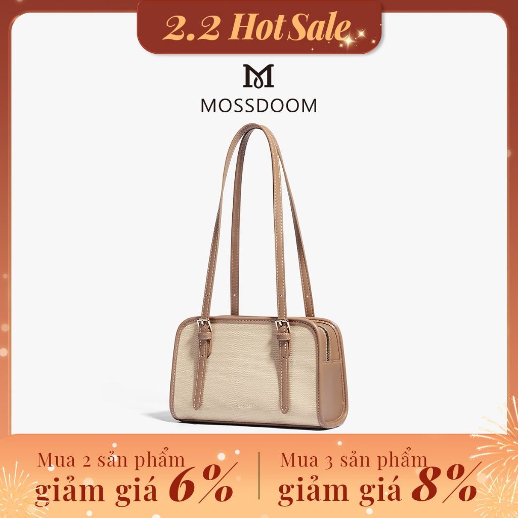 MOSSDOOM Renee Bag Túi đeo vai Boston da PU thời trang và đa năng