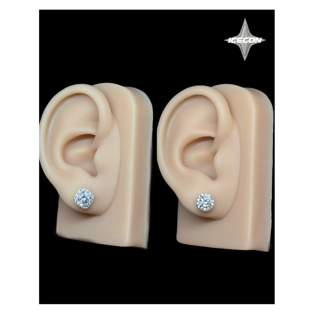 Khuyên Tai Bạc 925 - Mạ Vàng Trắng Tròn / Vuông Icecon