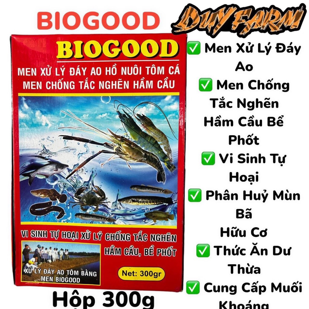 Combo 10 Hộp BIOGOOD MEN xử lý đáy ao, men tắc nghẽn hầm cầu