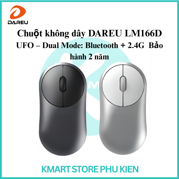 Chuột không dây DAREU LM166D | UFO – Dual Mode: Bluetooth + 2.4G | Bảo hành 2 năm