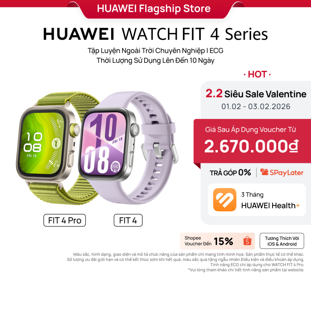 Đồng Hồ Thông Minh HUAWEI WATCH FIT 4 Series | Mỏng Nhẹ | Thể Thao & Sức Khỏe | Lên Đến 10 Ngày Sử D