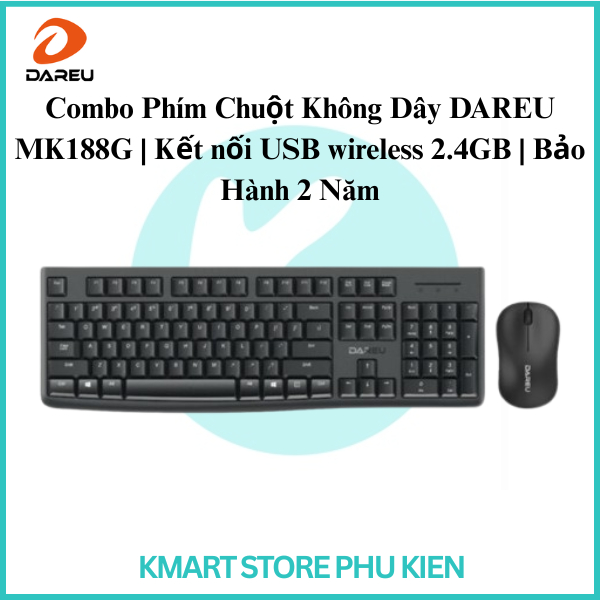 Combo Phím Chuột Không Dây DAREU MK188G | Kết nối USB wireless 2.4GB | Bảo Hành 2 Năm