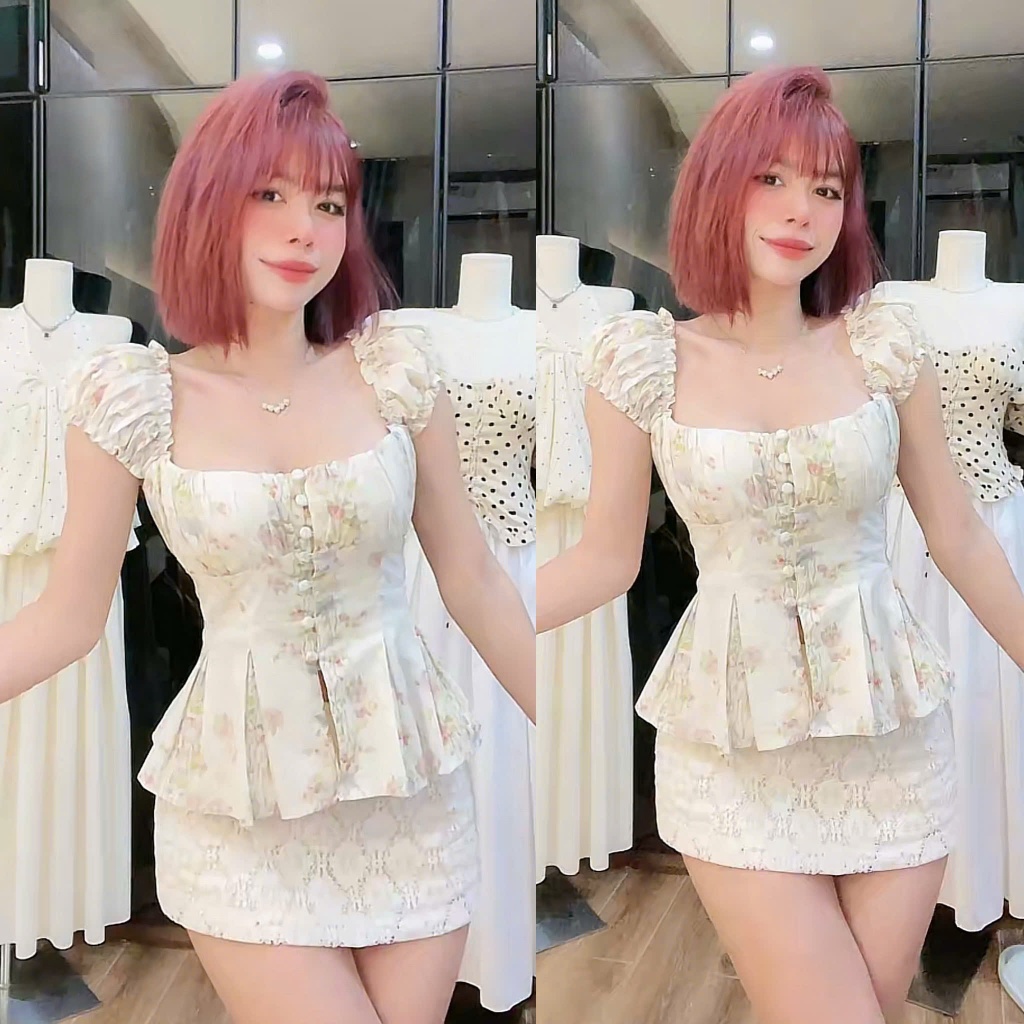 (PRE-OD) ÁO XẾP LI NÚT BỌC , XẾP XÒE , LUNG CHUN 30%, SIZE SMLXL HÀNG 2 LỚP CÓ MÚT(A110) | BigBuy360 - bigbuy360.vn