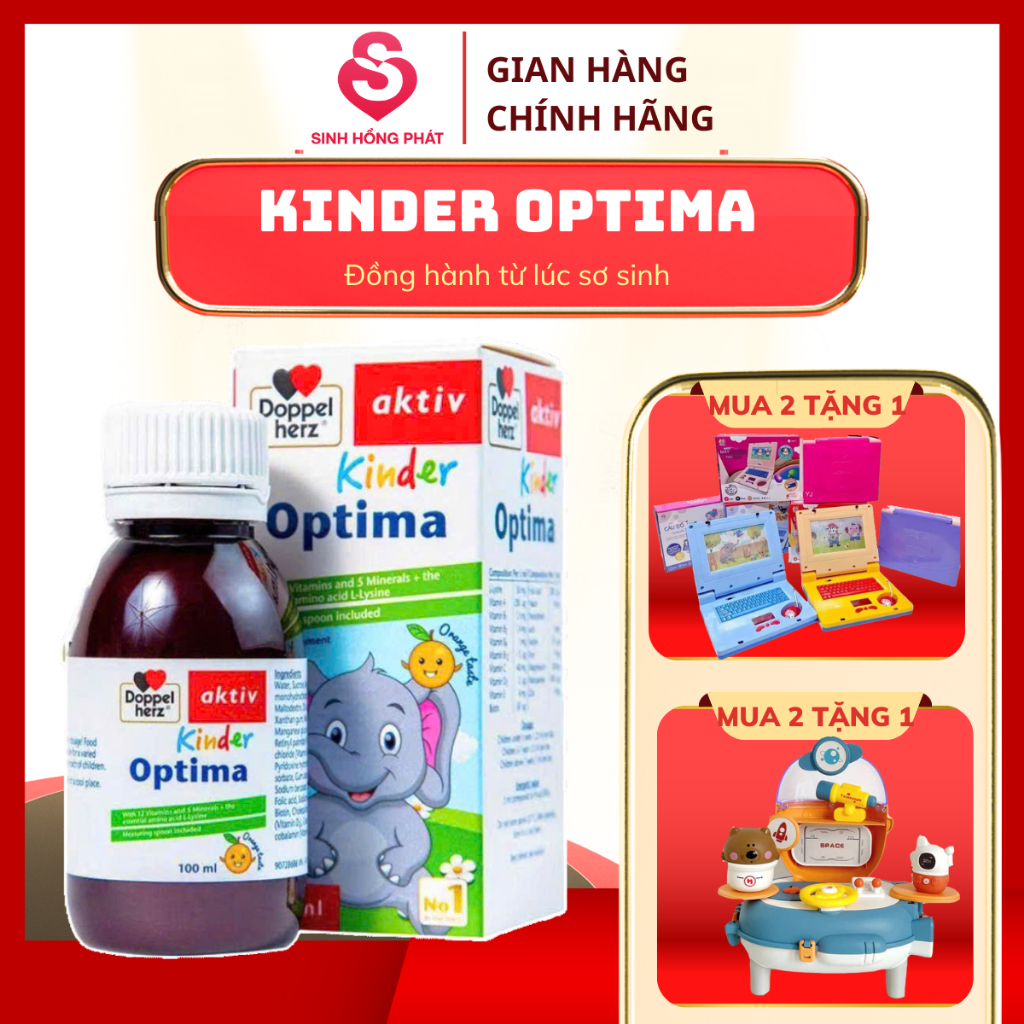 Siro bổ sung vitamin cho bé Doppelherz Kinder Optima hỗ trợ giúp bé ăn ngon, cải thiện tầm vóc