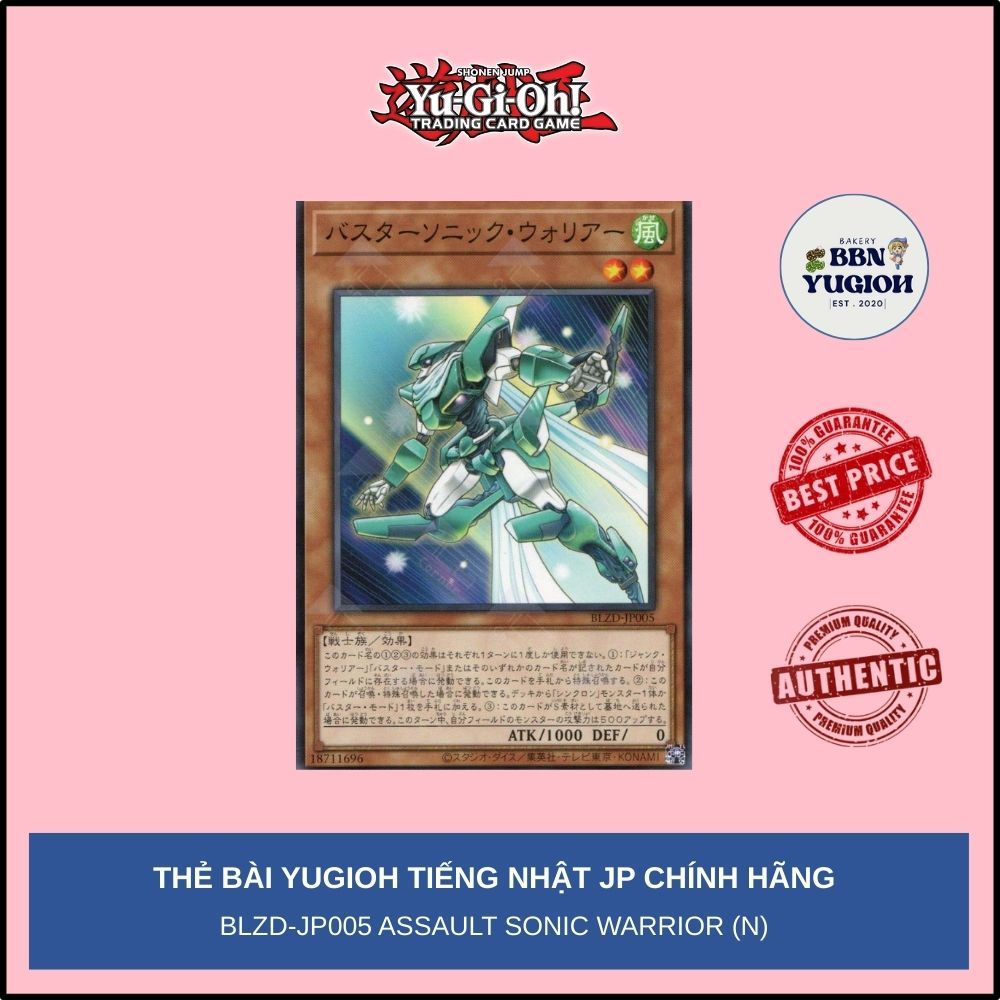 Thẻ bài Yugioh Tiếng Nhật Chính Hãng Phiên Bản JP: BLZD-JP005 Assault Sonic Warrior (N)