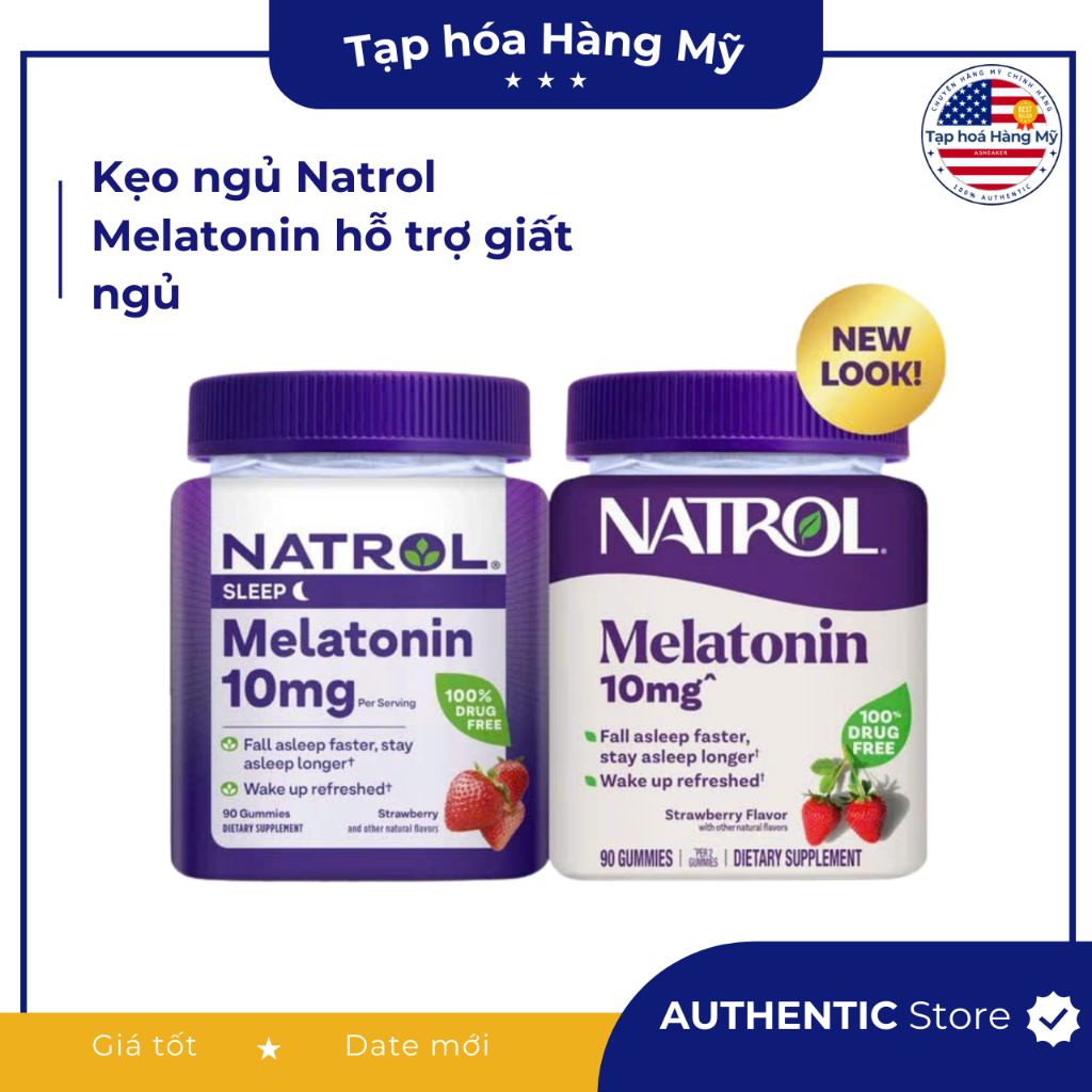 [ Hàng Mỹ ] Kẹo dẻo ngủ ngon Natrol Melatonin Gummies 10mg